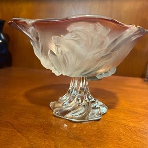 Mikasa Candy Compote Footed Dish with Raised Satin Floral Applied Design